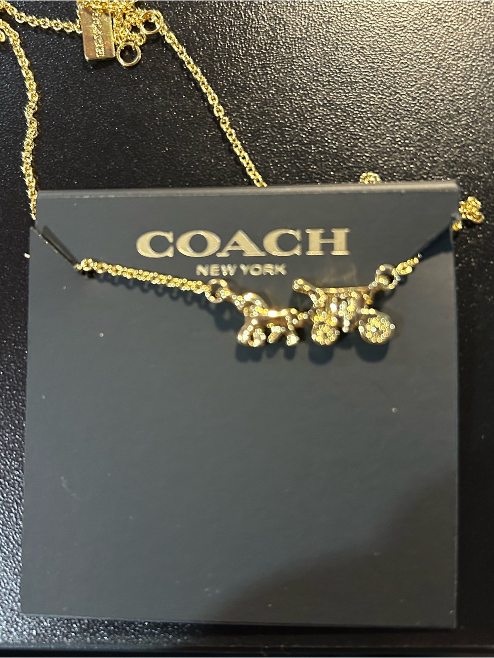 ✨NWT Coach Gold-Tone Horse & Carriage Pendant Necklace ✨